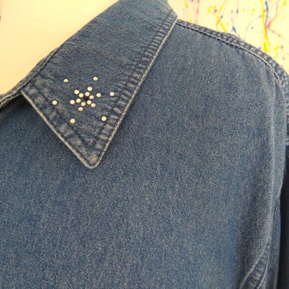 3 for $50💚Liz&Me Denim Snap Up Long Sleeve Top - Picture 5 of 7